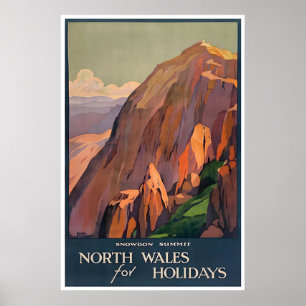 North Wales Print Vintage Travel Poster Roger