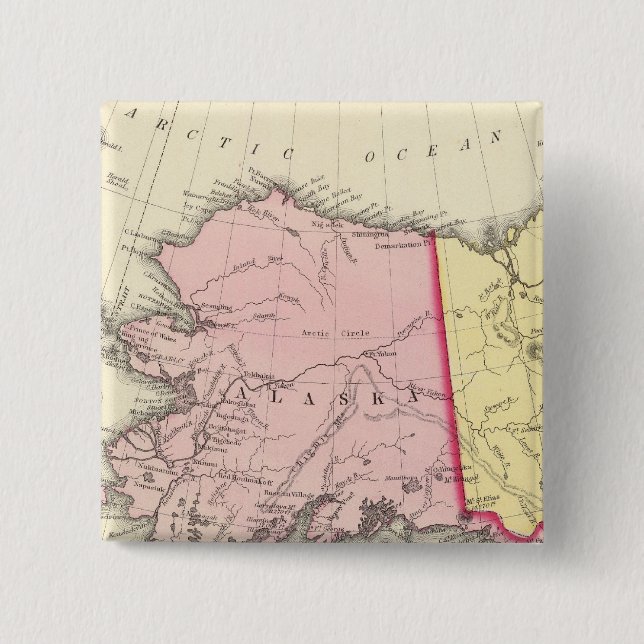 North West America 2 Inch Square Button (Front)