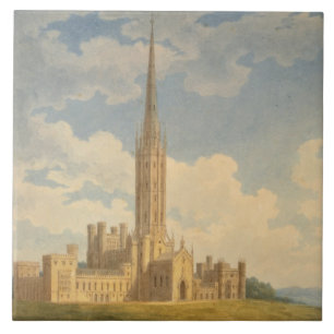 North-west view of Fonthill Abbey (w/c on paper) Tile