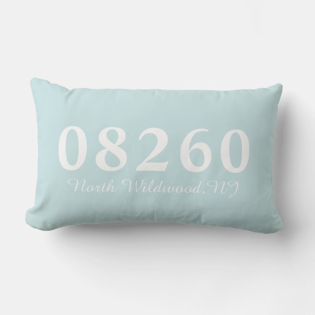 North Wildwood NJ 08260 Pillow, Beach Housewarming Lumbar Pillow (Front)