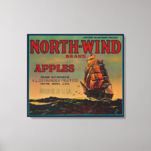 North Wind Apple Crate LabelYakima, WA Canvas Print