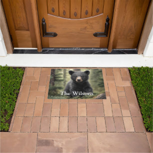 North Woods Little Black Bear Cub Door Mat