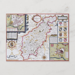 Northamtonshire, engraved by Jodocus Hondius Postcard