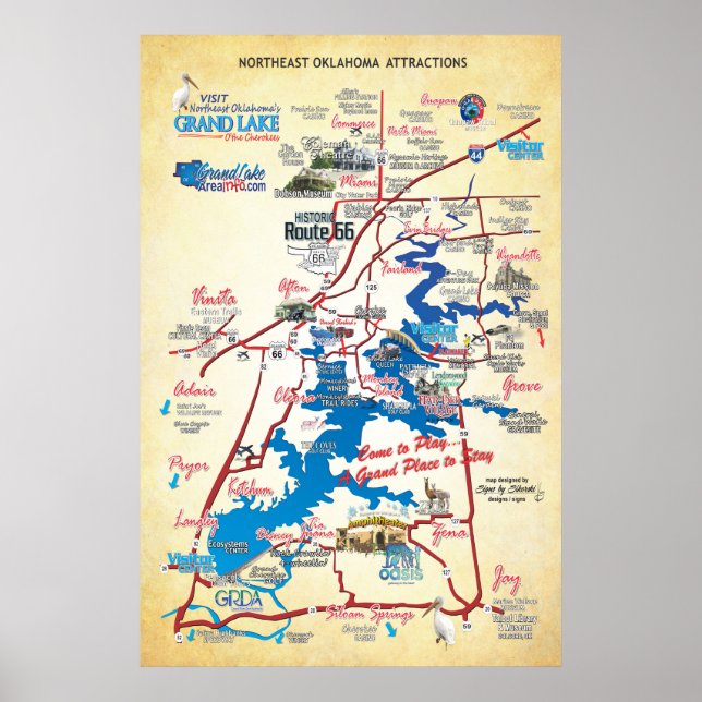 northeast OK attractions map-faux Poster (Front)