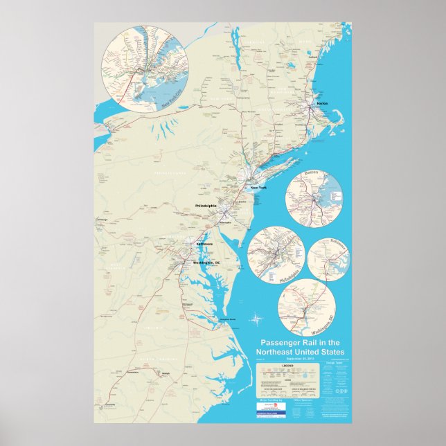 Northeast Rail Map version 1.1 - Sept 20, 2013 Poster (Front)