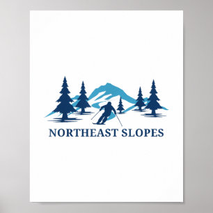 Northeast Slopes Vermont Ski Resort Skiing Skier _ Poster