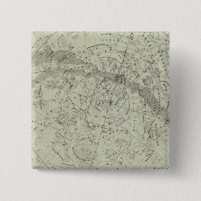 Norther Night Sky map 2 Inch Square Button (Front)