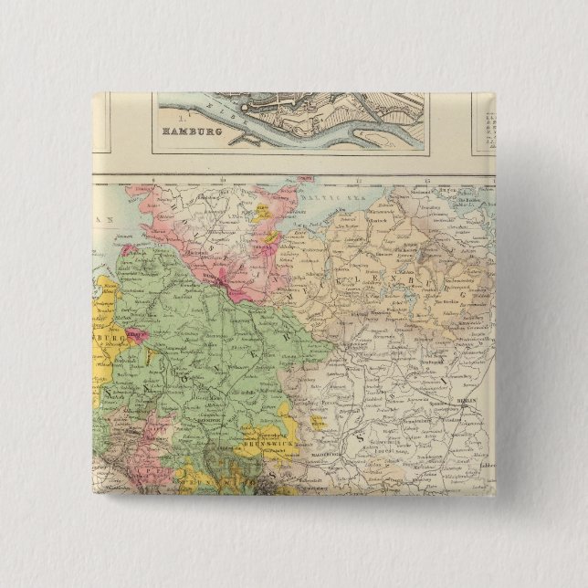 Northern and Central Germany 2 Inch Square Button (Front)
