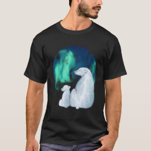 Northern Aurora Borealis Lights Cute Polar Mother  T-Shirt