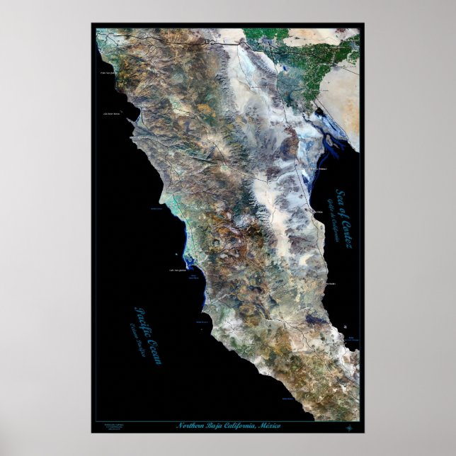 Northern Baja California, Mexico satellite poster  (Front)