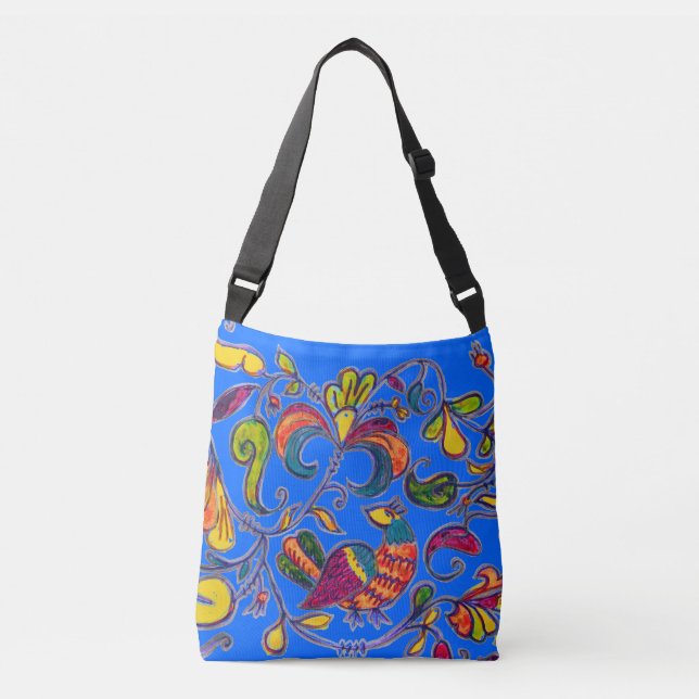 Northern Bird in Blue Crossbody Bag (Front)
