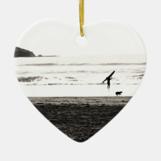 Northern California Beach Scene Ceramic Ornament