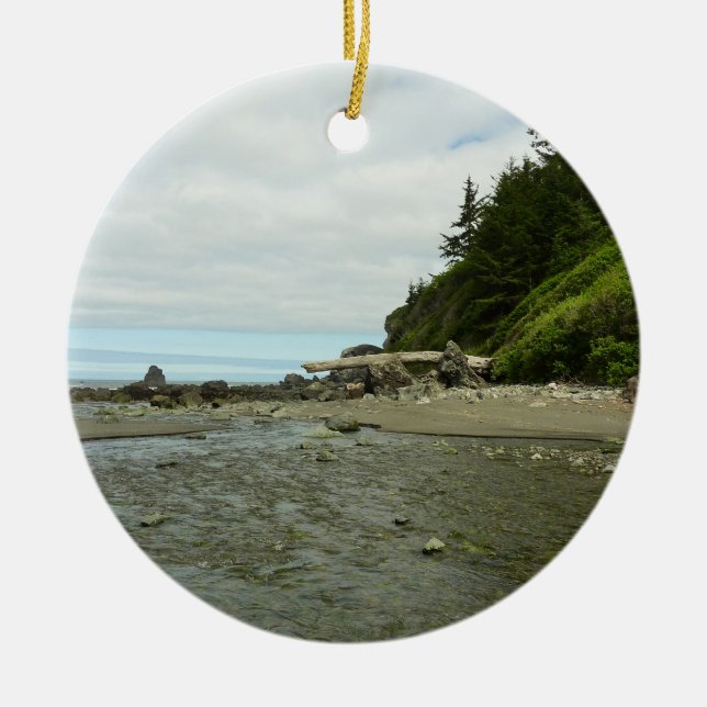 Northern California Coastline from Redwood Park Ceramic Ornament (Front)