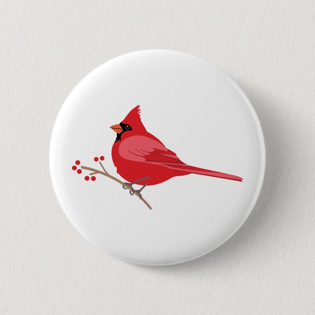 Northern Cardinal 2 Inch Round Button (Front)