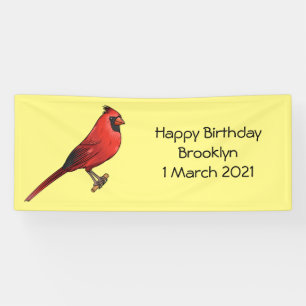 Northern cardinal bird cartoon illustration banner