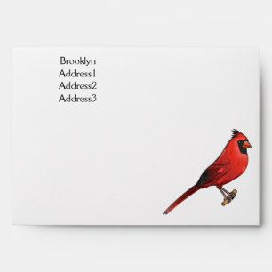 Northern cardinal bird cartoon illustration envelope