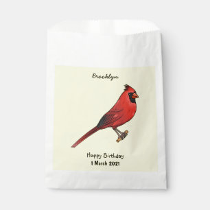 Northern cardinal bird cartoon illustration favour bag