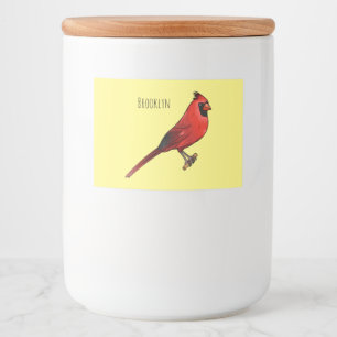 Northern cardinal bird cartoon illustration food label