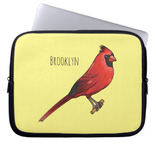 Northern cardinal bird cartoon illustration laptop sleeve