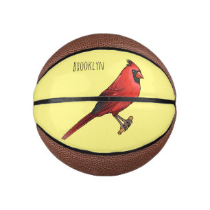 Northern cardinal bird cartoon illustration  mini basketball