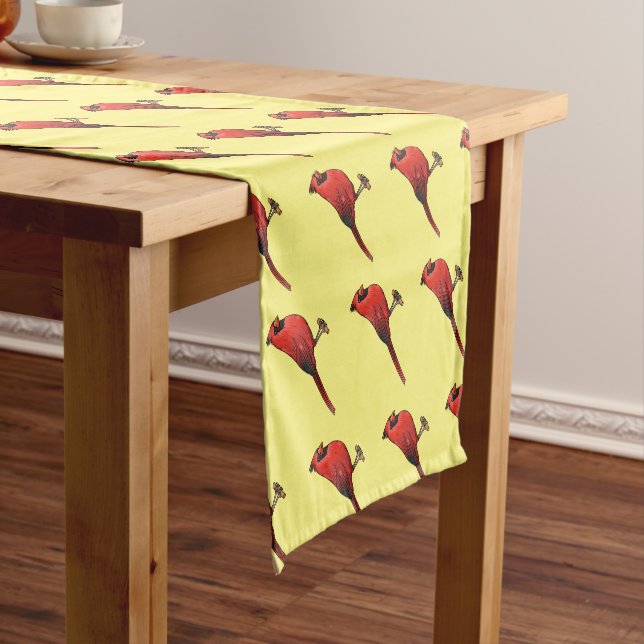 Northern cardinal bird cartoon illustration  short table runner (In Situ)