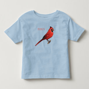 Northern cardinal bird cartoon illustration toddler t-shirt