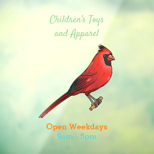 Northern cardinal bird cartoon illustration  window cling