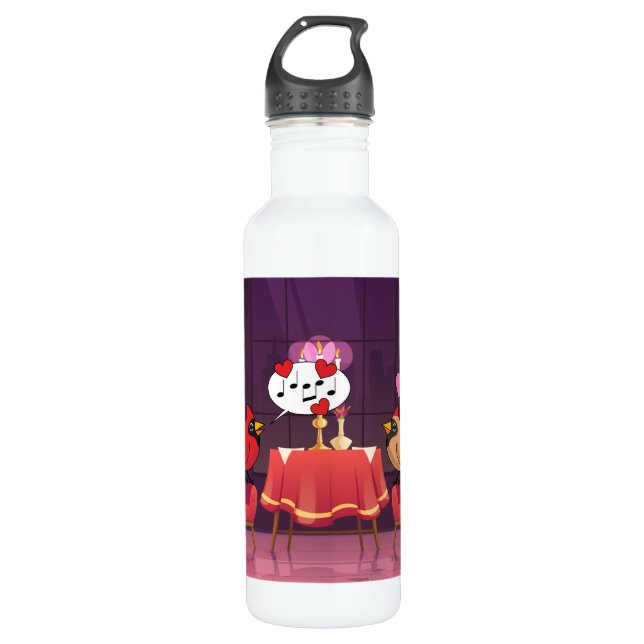 Northern Cardinal Birds Dinner Date 710 Ml Water Bottle (Front)