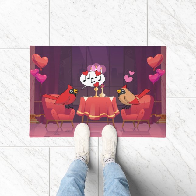 Northern Cardinal Birds Dinner Date Doormat (Indoor)