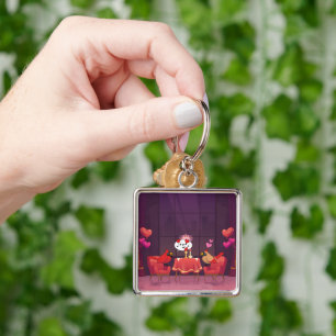 Northern Cardinal Birds Dinner Date Keychain