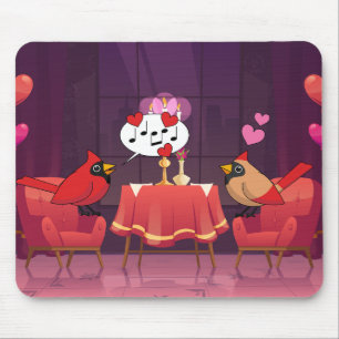 Northern Cardinal Birds Dinner Date Mouse Pad