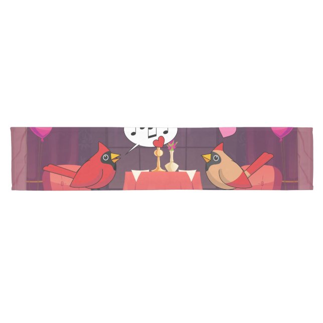 Northern Cardinal Birds Dinner Date Short Table Runner (Horizontal)