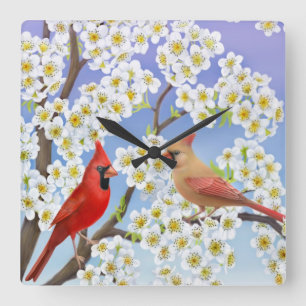 Northern Cardinal Birds Wall Clock