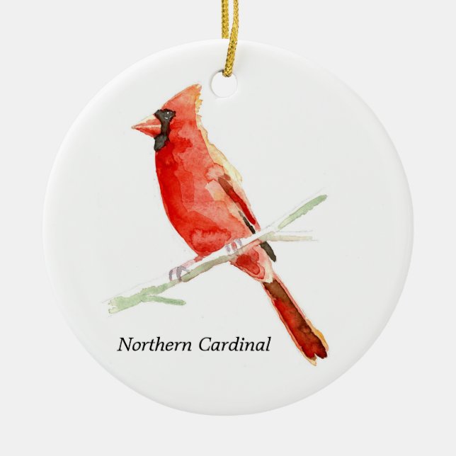 Northern Cardinal Ceramic Ornament (Front)