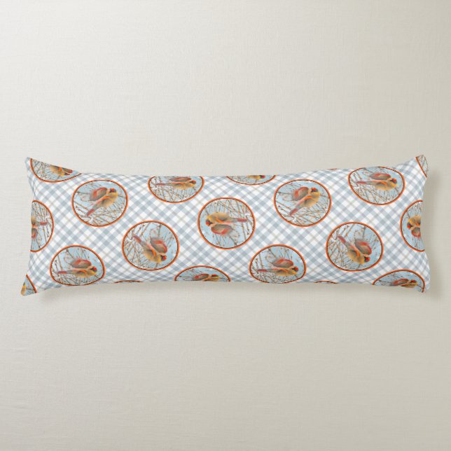 Northern Cardinal Flying in Snow Original Photo Body Pillow (Front)