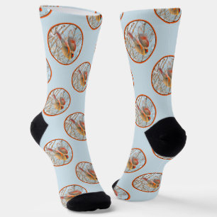 Northern Cardinal Flying in Snow Original Photo Socks