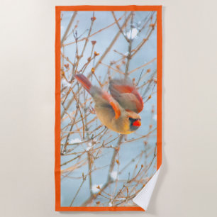 Northern Cardinal Flying - Original Photograph Beach Towel