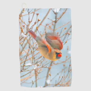 Northern Cardinal Flying - Original Photograph Golf Towel