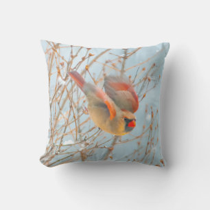 Northern Cardinal Flying - Original Photograph Outdoor Pillow