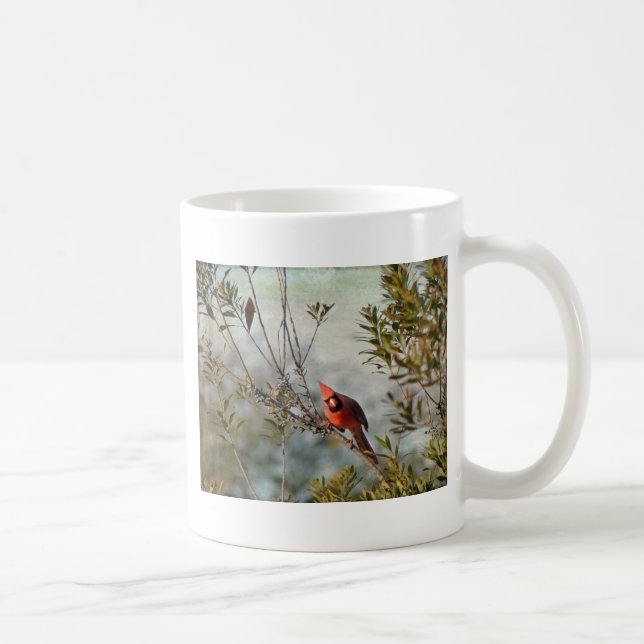 Northern Cardinal in Wax Myrtle Coffee Mug (Right)