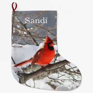Northern Cardinal Large Christmas Stocking