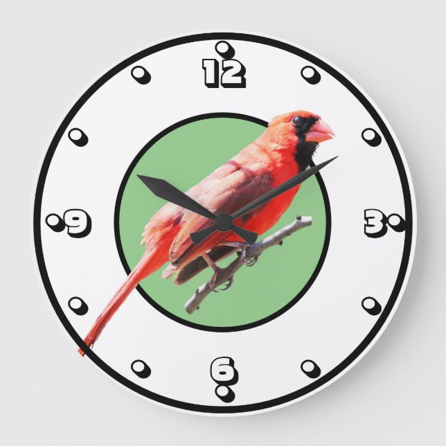 Northern Cardinal Large Clock (Front)