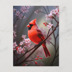 Northern Cardinal Ohio Red Bird Art Postcard