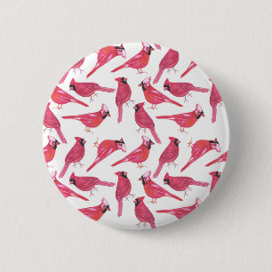 Northern cardinal or Cardinal bird watercolor 2 Inch Round Button