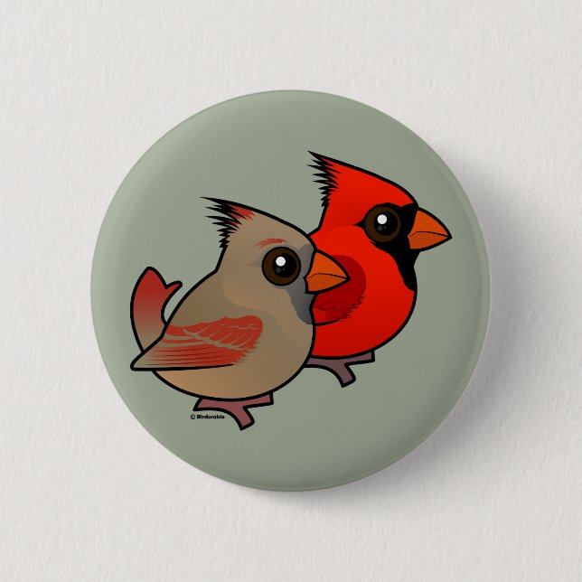 Northern Cardinal Pair 2 Inch Round Button (Front)