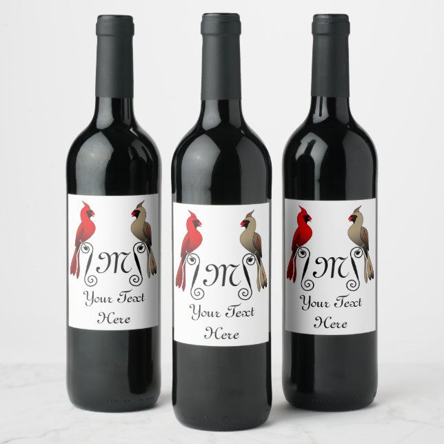 Northern Cardinal SongBird Wine Label (Bottles)