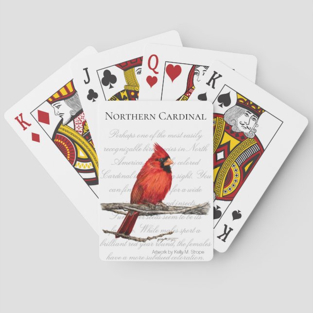 Northern Cardinal Word Art Bird Playing Cards (Back)