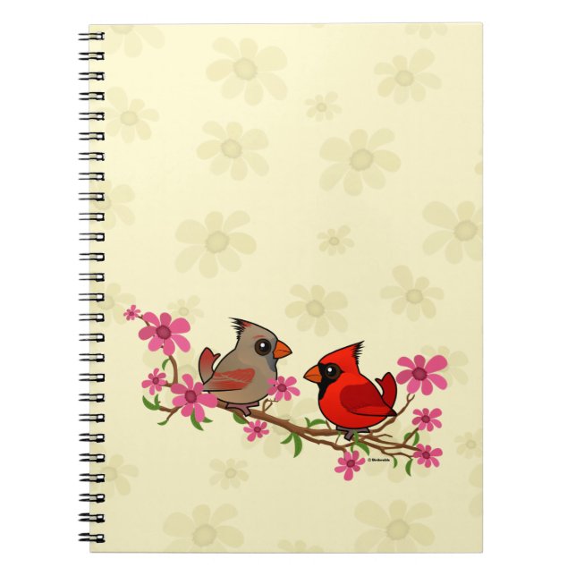 Northern Cardinals on Blossom Branch Notebook (Front)