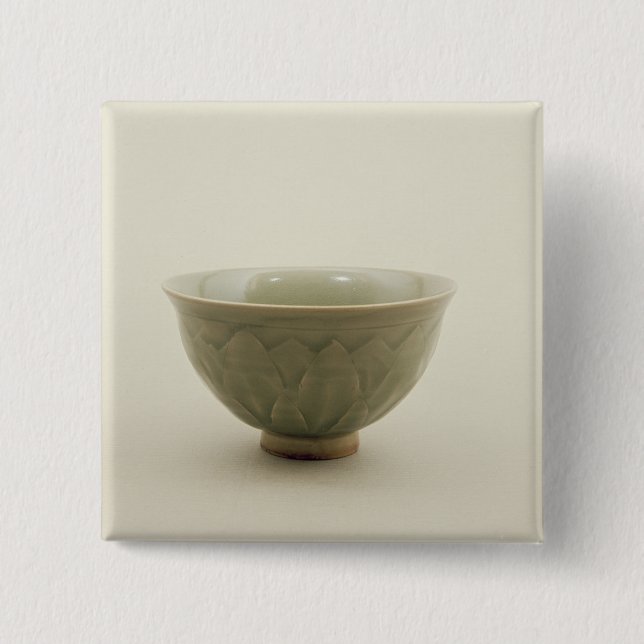 Northern celadon bowl 2 inch square button (Front)
