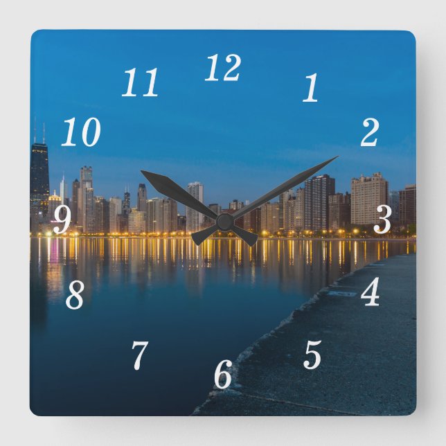 Northern Chicago Cityscape Wall Clock (Front)
